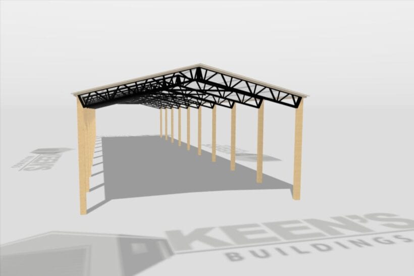 Keen'S Buildings, 28' X 100' X 12' Open Pole Barn Installed, Kpb-2810012-Op