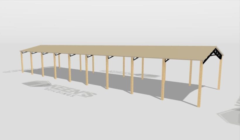 Keen'S Buildings, 28' X 100' X 12' Open Pole Barn Installed, Kpb-2810012-Op