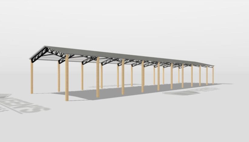 Keen'S Buildings, 28' X 120' X 14' Open Pole Barn Installed, Kpb-2812014-Op