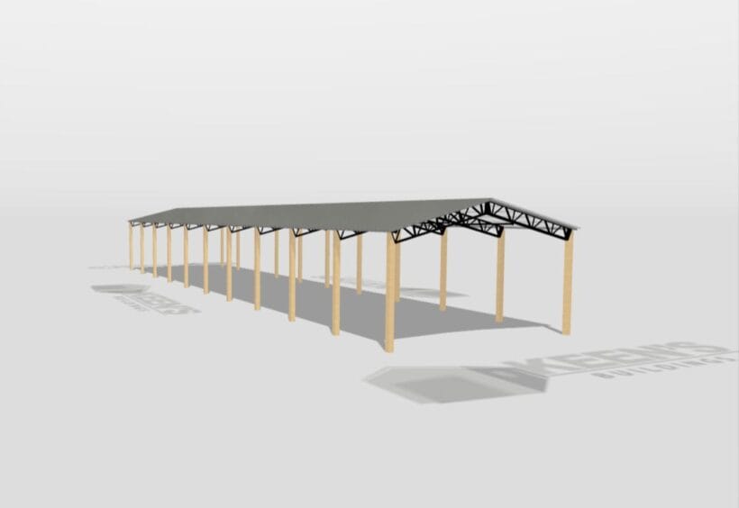 Keen'S Buildings, 28' X 120' X 14' Open Pole Barn Installed, Kpb-2812014-Op