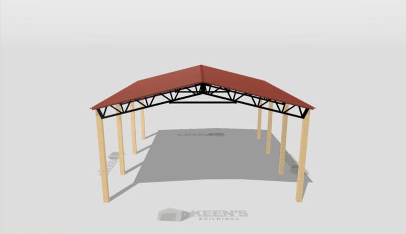 Keen'S Buildings, 28' X 30' X 14' Open Pole Barn Installed, Kpb-283014-Op