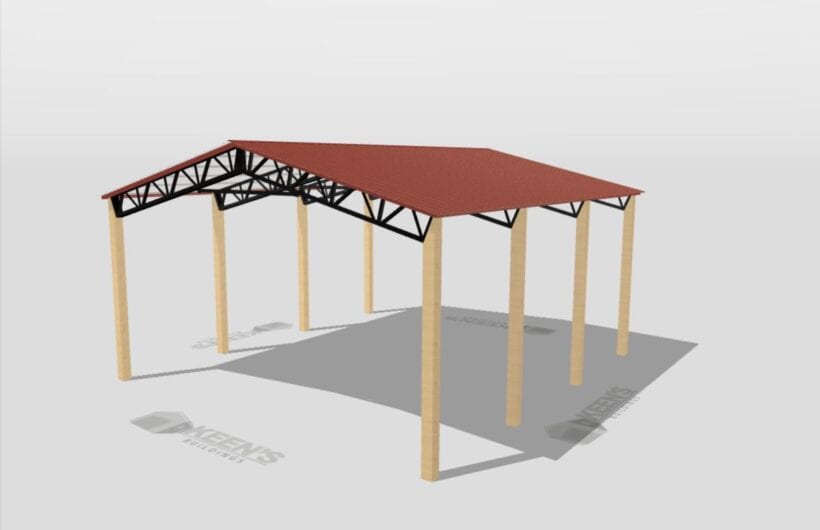 Keen'S Buildings, 28' X 30' X 14' Open Pole Barn Installed, Kpb-283014-Op