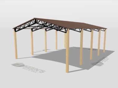 Keen's Buildings, 28' x 40' x 12' Open Pole Barn Installed, KPB-284012-OP