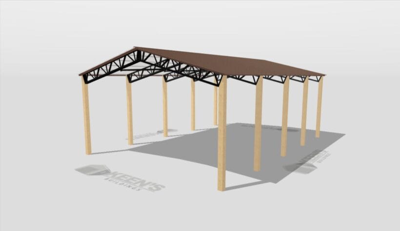 Keen'S Buildings, 28' X 40' X 12' Open Pole Barn Installed, Kpb-284012-Op