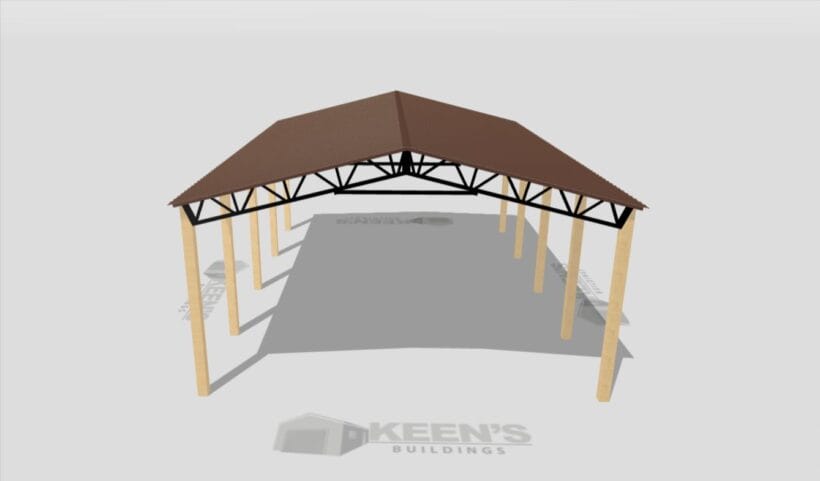 Keen'S Buildings, 28' X 40' X 12' Open Pole Barn Installed, Kpb-284012-Op