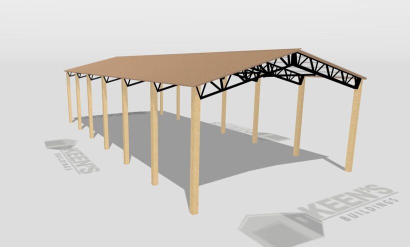 Keen'S Buildings, 28' X 60' X 12' Open Pole Barn Installed, Kpb-286012-Op