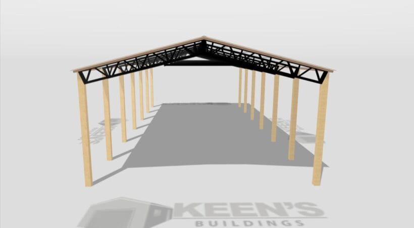 Keen'S Buildings, 28' X 60' X 12' Open Pole Barn Installed, Kpb-286012-Op