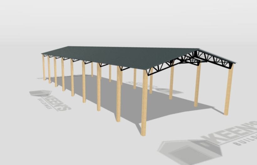 Keen'S Buildings, 28' X 80' X 14' Open Pole Barn Installed, Kpb-288014-Op