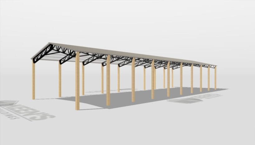 Keen'S Buildings, 28' X 90' X 12' Open Pole Barn Installed, Kpb-289012-Op