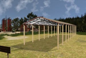 34' x 110' x 20' Open Pole Barn Installed