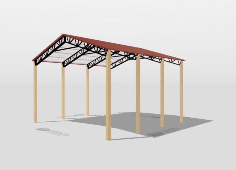 Keen'S Buildings, 28' X 30' X 16' Open Pole Barn Installed, Kpb-283016-Op