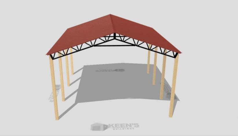 Keen'S Buildings, 28' X 30' X 16' Open Pole Barn Installed, Kpb-283016-Op