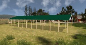 34' x 110' x 12' Open Pole Barn Installed