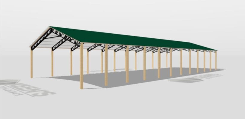 Keen'S Buildings, 34' X 110' X 12' Open Pole Barn Installed, Kpb-3411012-Op
