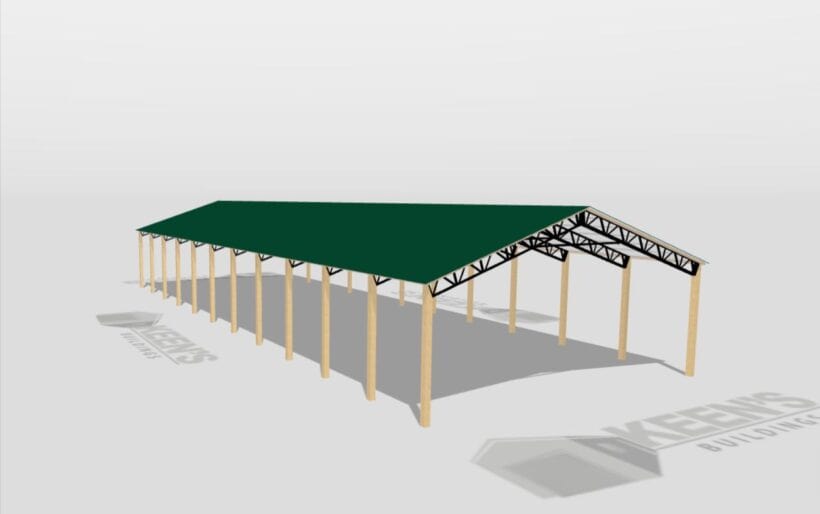 Keen'S Buildings, 34' X 110' X 12' Open Pole Barn Installed, Kpb-3411012-Op