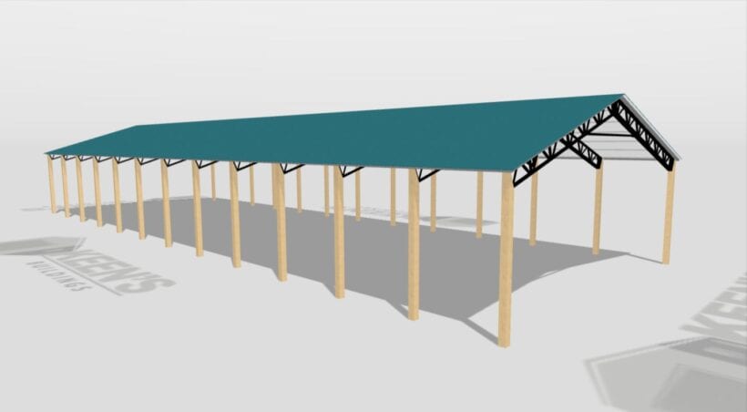 Keen'S Buildings, 34' X 120' X 14' Open Pole Barn Installed, Kpb-3412014-Op