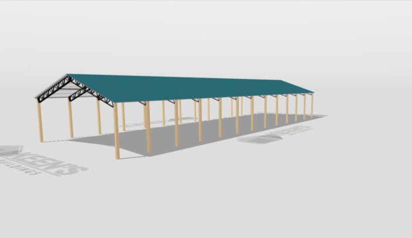 Keen'S Buildings, 34' X 120' X 14' Open Pole Barn Installed, Kpb-3412014-Op