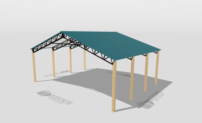 Keen'S Buildings, 40' X 30' X 12' Open Pole Barn Installed, Kpb-403012-Op