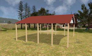 34' x 40' x 12' Open Pole Barn Installed