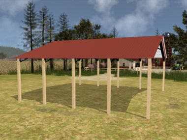 Keen's Buildings, 34' x 40' x 12' Open Pole Barn Installed, KPB-344012-OP