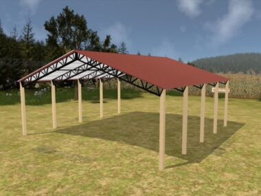 Keen's Buildings, 34' x 40' x 12' Open Pole Barn Installed, KPB-344012-OP