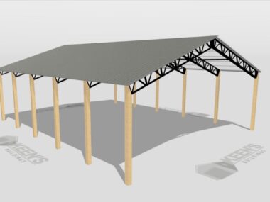 Keen's Buildings, 40' x 50' x 12' Open Pole Barn Installed, KPB-405012-OP