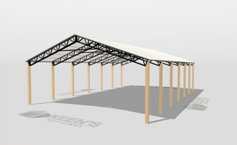 Keen'S Buildings, 40' X 60' X 14' Open Pole Barn Installed, Kpb-406014-Op