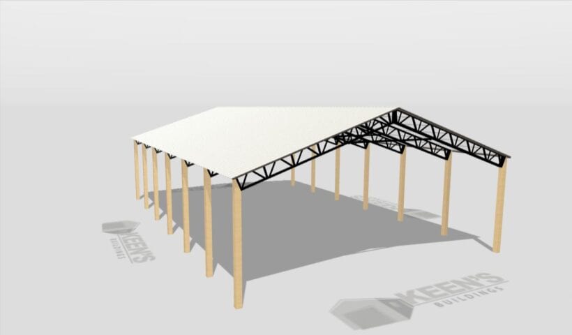 Keen'S Buildings, 40' X 60' X 14' Open Pole Barn Installed, Kpb-406014-Op