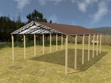 Keen's Buildings, 40' x 60' x 16' Open Pole Barn Installed, KPB-406016-OP