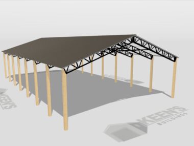 Keen's Buildings, 34' x 70' x 12' Open Pole Barn Installed, KPB-347012-OP