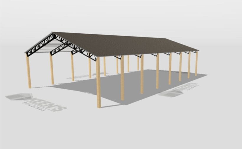 Keen'S Buildings, 40' X 70' X 14' Open Pole Barn Installed, Kpb-407014-Op