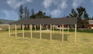 34' x 70' x 12' Open Pole Barn Installed