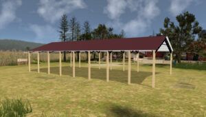 34' x 80' x 14' Open Pole Barn Installed