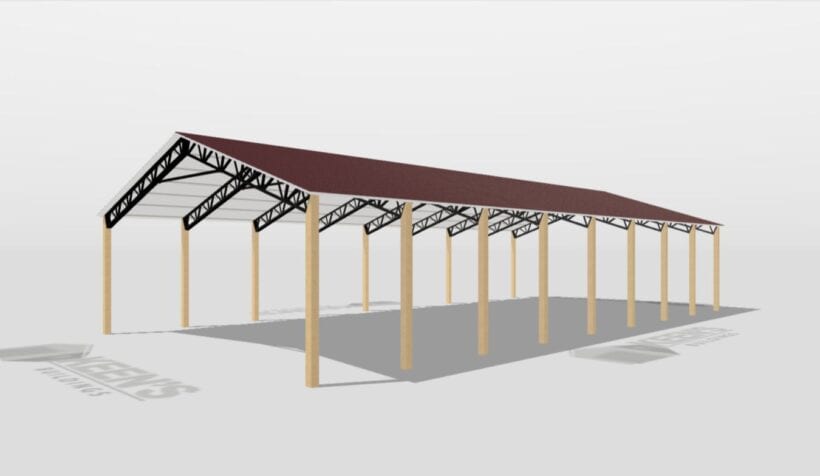 Keen'S Buildings, 40' X 80' X 12' Open Pole Barn Installed, Kpb-408012-Op