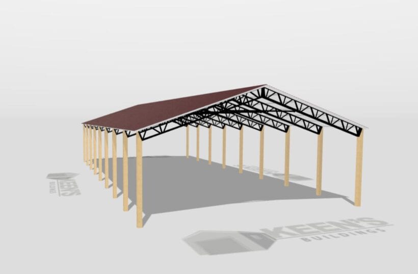 Keen'S Buildings, 40' X 80' X 12' Open Pole Barn Installed, Kpb-408012-Op