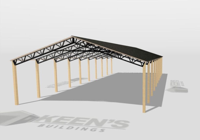 Keen'S Buildings, 40' X 90' X 12' Open Pole Barn Installed, Kpb-409012-Op