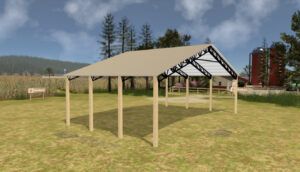 50' x 30' x 14' Open Pole Barn Installed