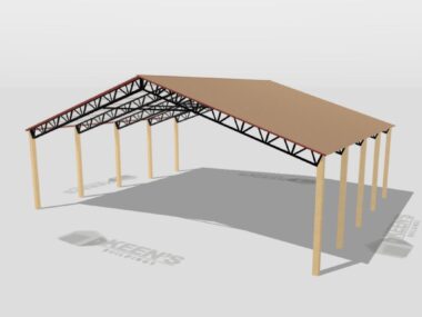 Keen's Buildings, 50' x 40' x 12' Open Pole Barn Installed, KPB-504012-OP