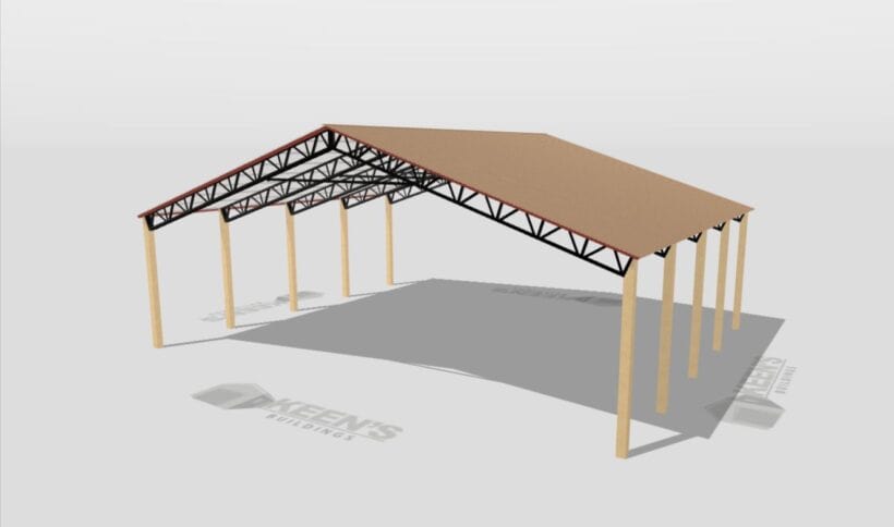 Keen'S Buildings, 50' X 40' X 12' Open Pole Barn Installed, Kpb-504012-Op