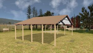 50' x 40' x 12' Open Pole Barn Installed