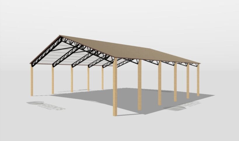 Keen'S Buildings, 50' X 50' X 14' Open Pole Barn Installed, Kpb-505014-Op