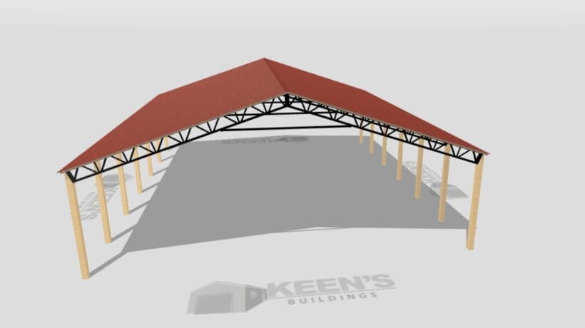 Keen'S Buildings, 50' X 60' X 12' Open Pole Barn Installed, Kpb-506012-Op