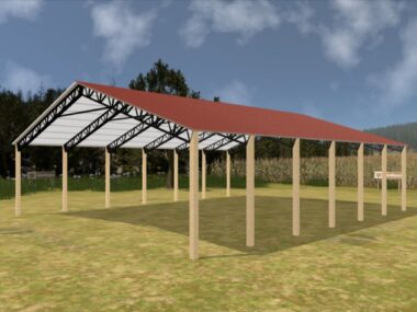 Keen's Buildings, 50' x 60' x 14' Open Pole Barn Installed, KPB-506014-OP