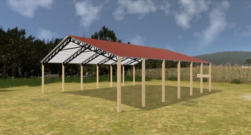 Keen'S Buildings, 50' X 60' X 12' Open Pole Barn Installed, Kpb-506012-Op