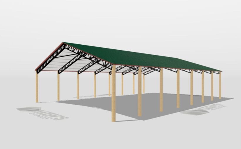 Keen'S Buildings, 50' X 70' X 12' Open Pole Barn Installed, Kpb-507012-Op