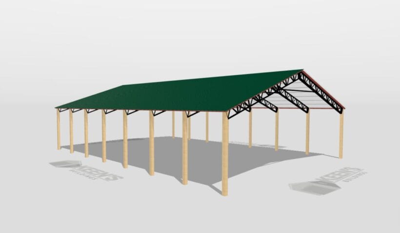 Keen'S Buildings, 50' X 70' X 12' Open Pole Barn Installed, Kpb-507012-Op
