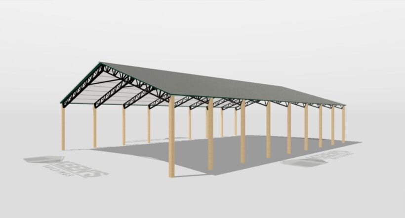 Keen'S Buildings, 50' X 80' X 12' Open Pole Barn Installed, Kpb-508012-Op