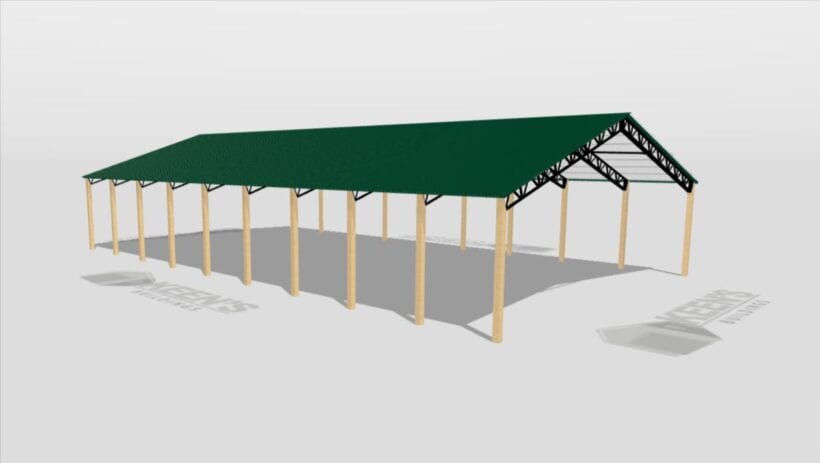 Keen'S Buildings, 50' X 90' X 12' Open Pole Barn Installed, Kpb-509012-Op