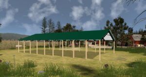 50' x 90' x 12' Open Pole Barn Installed