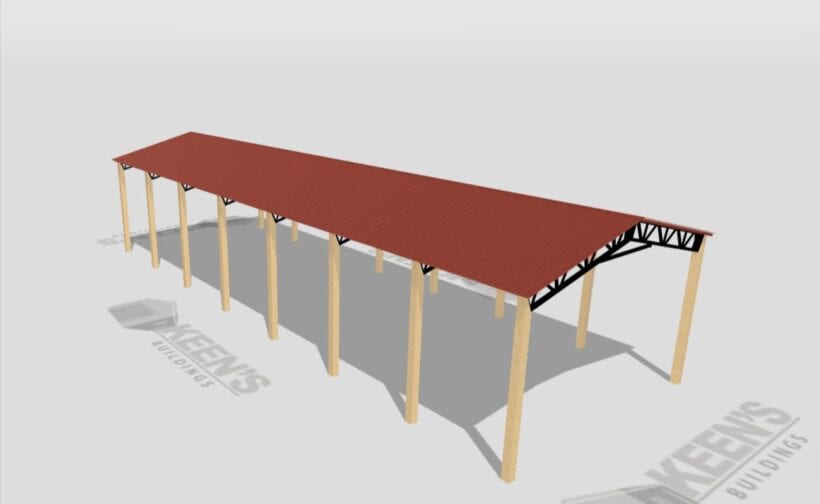 Keen'S Buildings, 24' X 70' X 12' Open Pole Barn Installed, Kpb-247012-Op